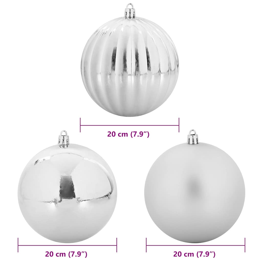 Σετ Χριστουγεννιάτικων Μπαλίτσας XXL 4 pcs Ασημί Ø 20 εκ. LED
