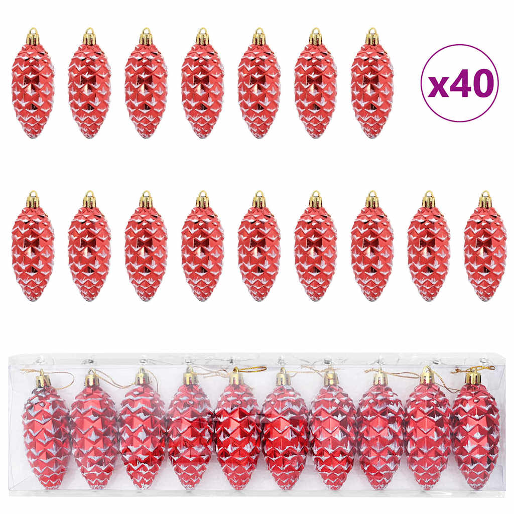 Μπάλα από κουκουνάρι Χριστουγέννων 40 pcs Κόκκινο Πλαστικό - Pakobazaar