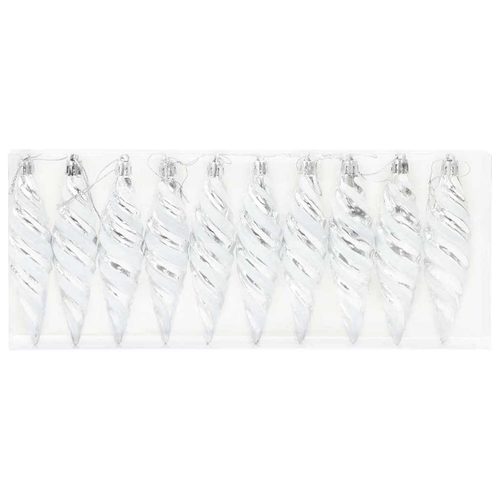 Μπαλίτσα Χριστουγεννιάτικης Σπiral 40 pcs Ασημί Πλαστικό - Pakobazaar