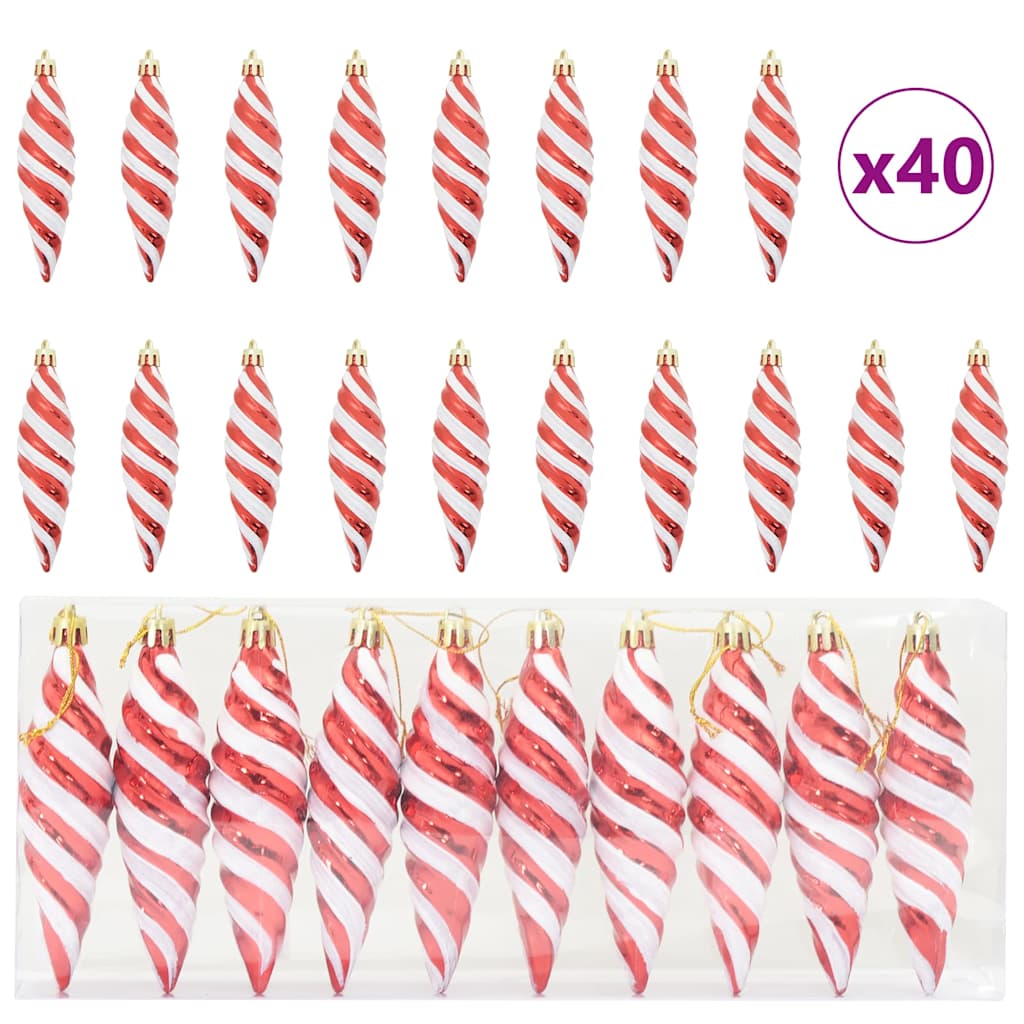 Μπαλίτσα Χριστουγεννιάτικης Σπiral 40 pcs Κόκκινο Πλαστικό