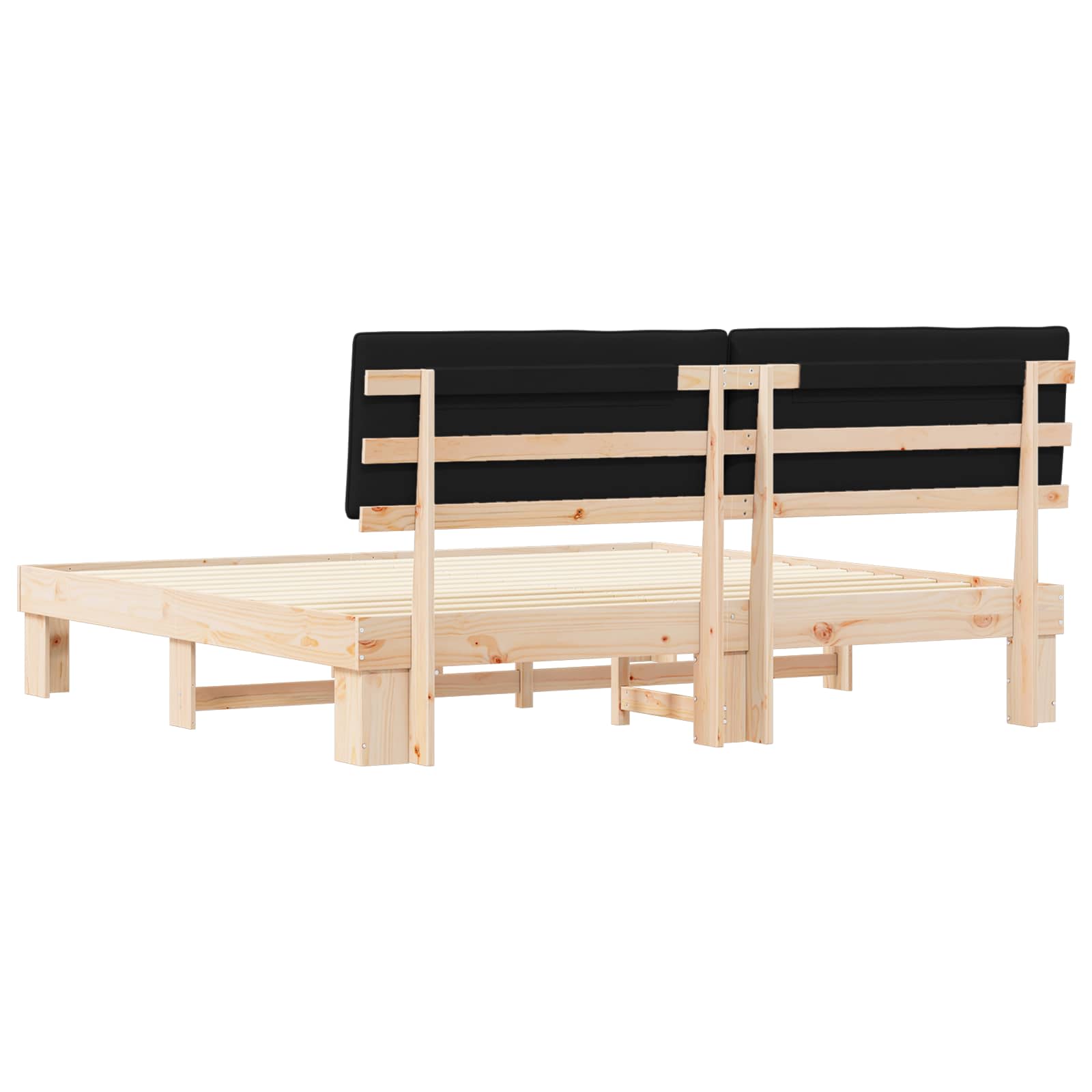 Σκελετός Κρεβατιού με Επενδεδυμένο Κεφαλάρι Μαύρο 200 x 200 cm