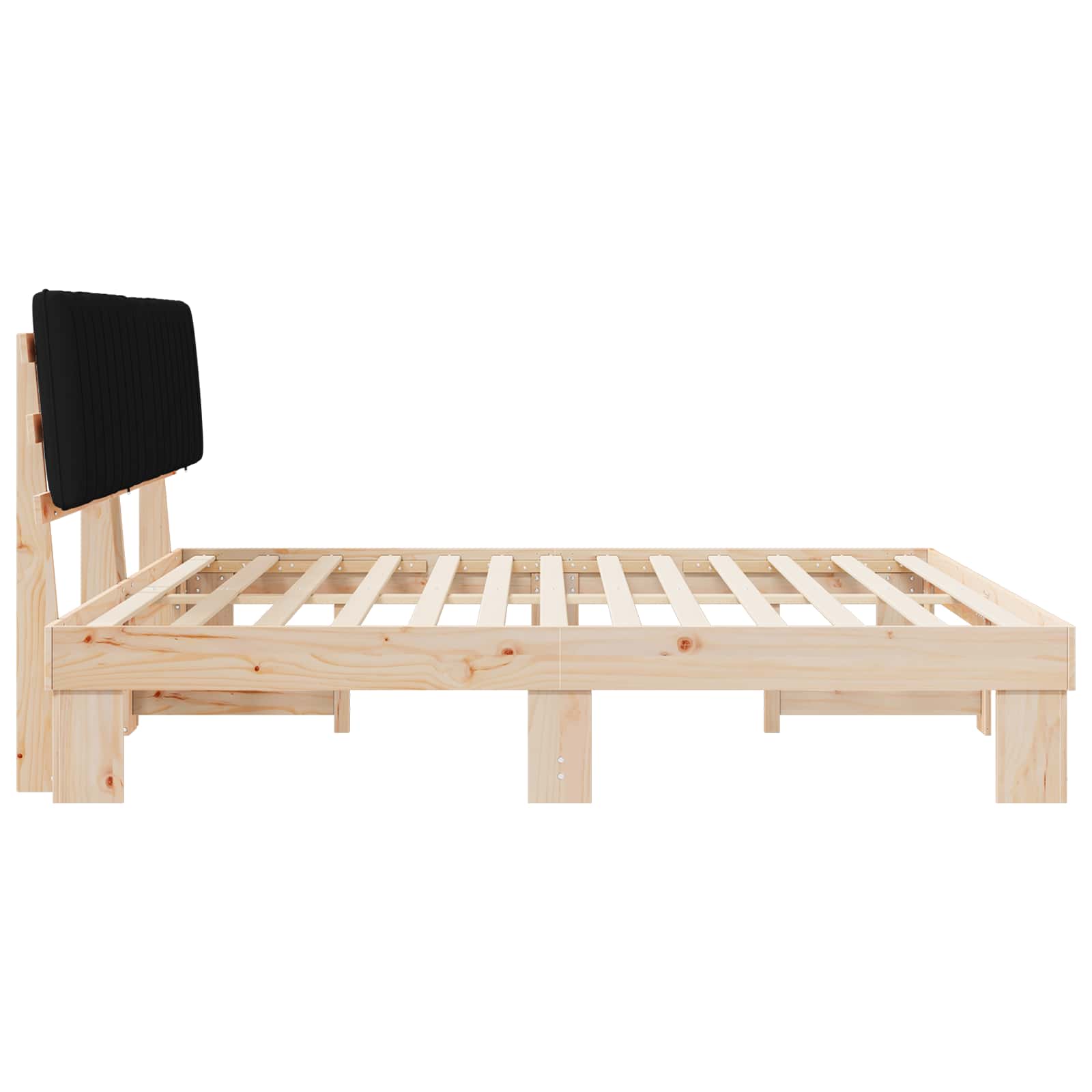 Σκελετός Κρεβατιού με Επενδεδυμένο Κεφαλάρι Μαύρο 200 x 200 cm