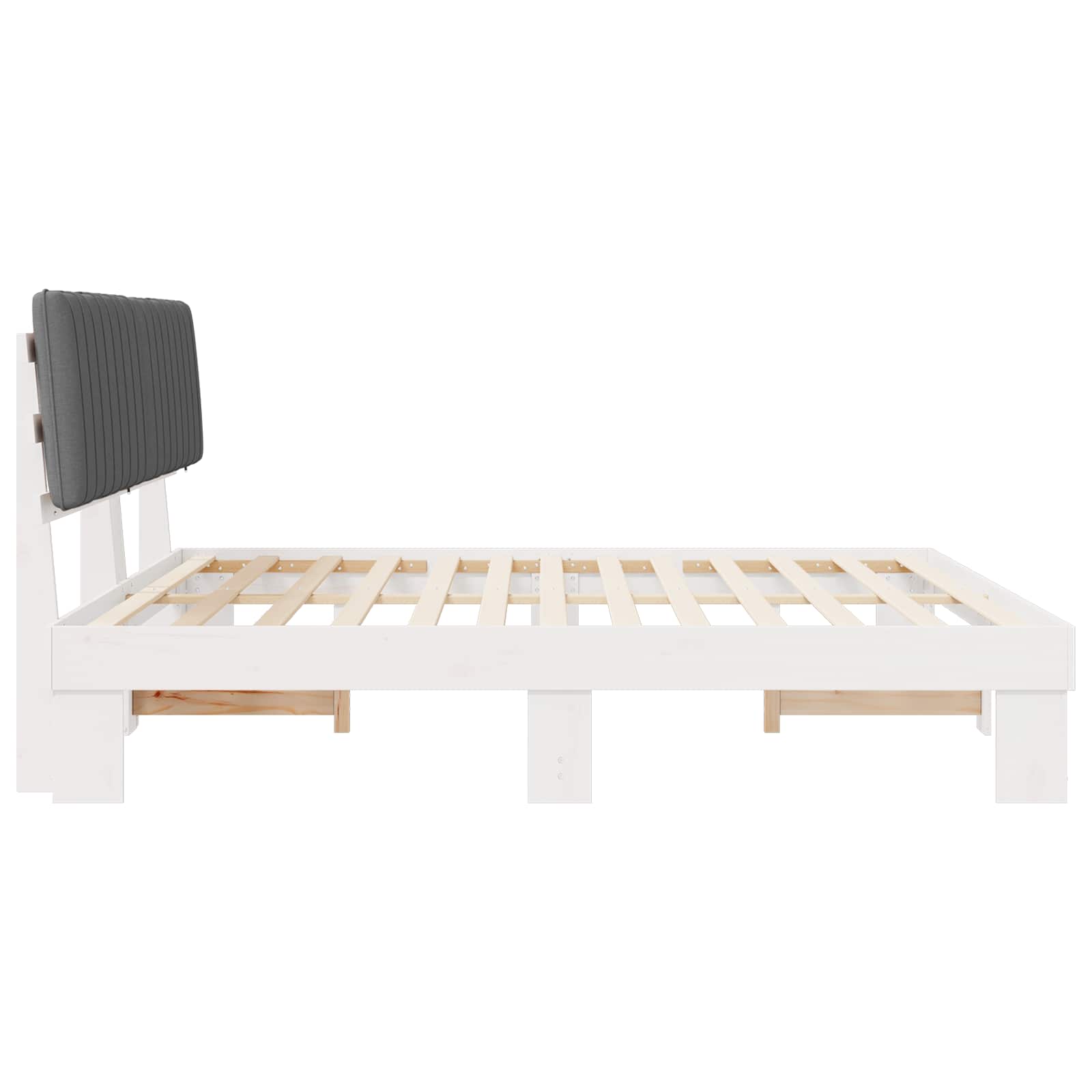 Σκελετός Κρεβατιού με Επενδεδυμένο Κεφαλάρι Ανοιχτό γκρι