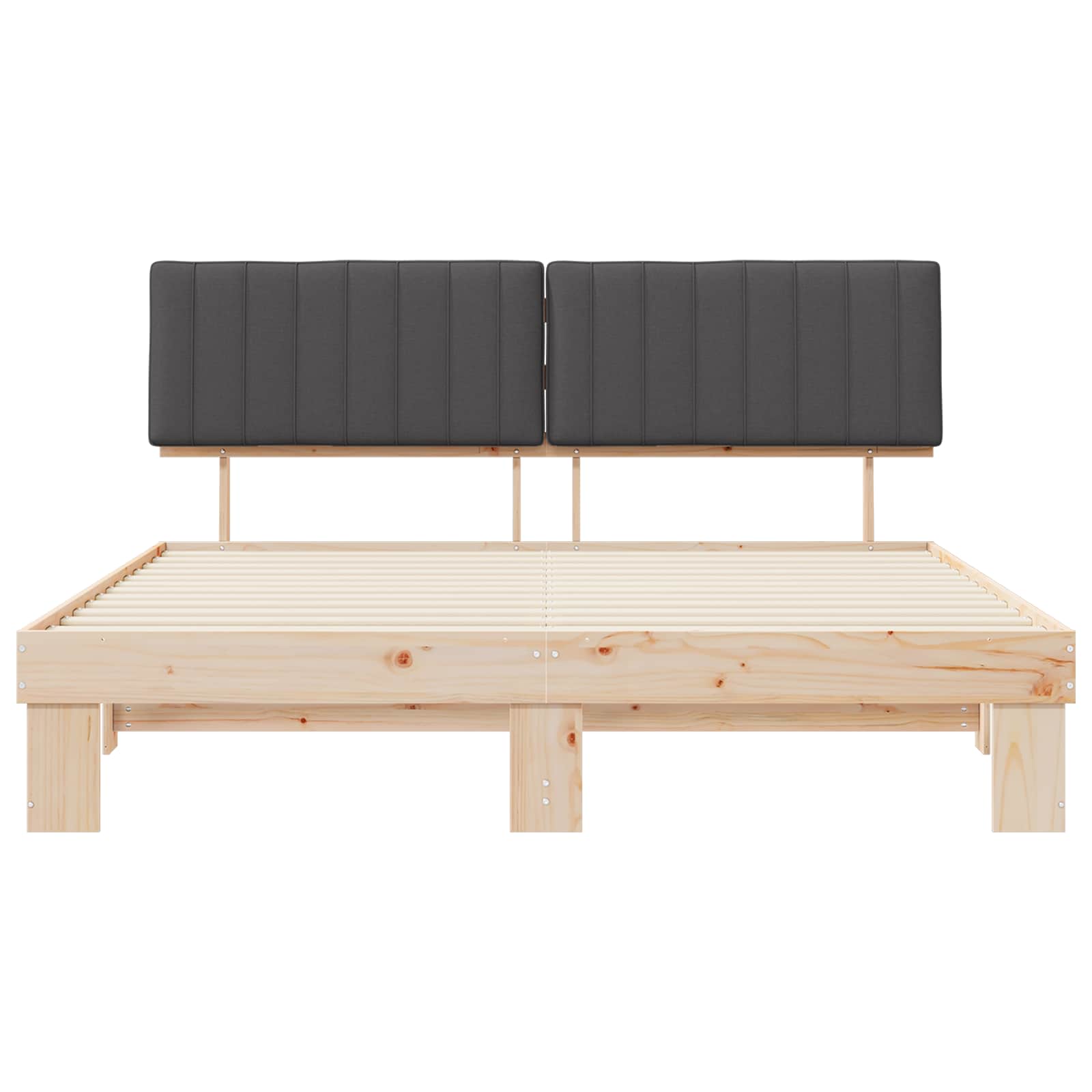 Σκελετός Κρεβατιού με Επενδεδυμένο Κεφαλάρι Σκούρο Γκρι