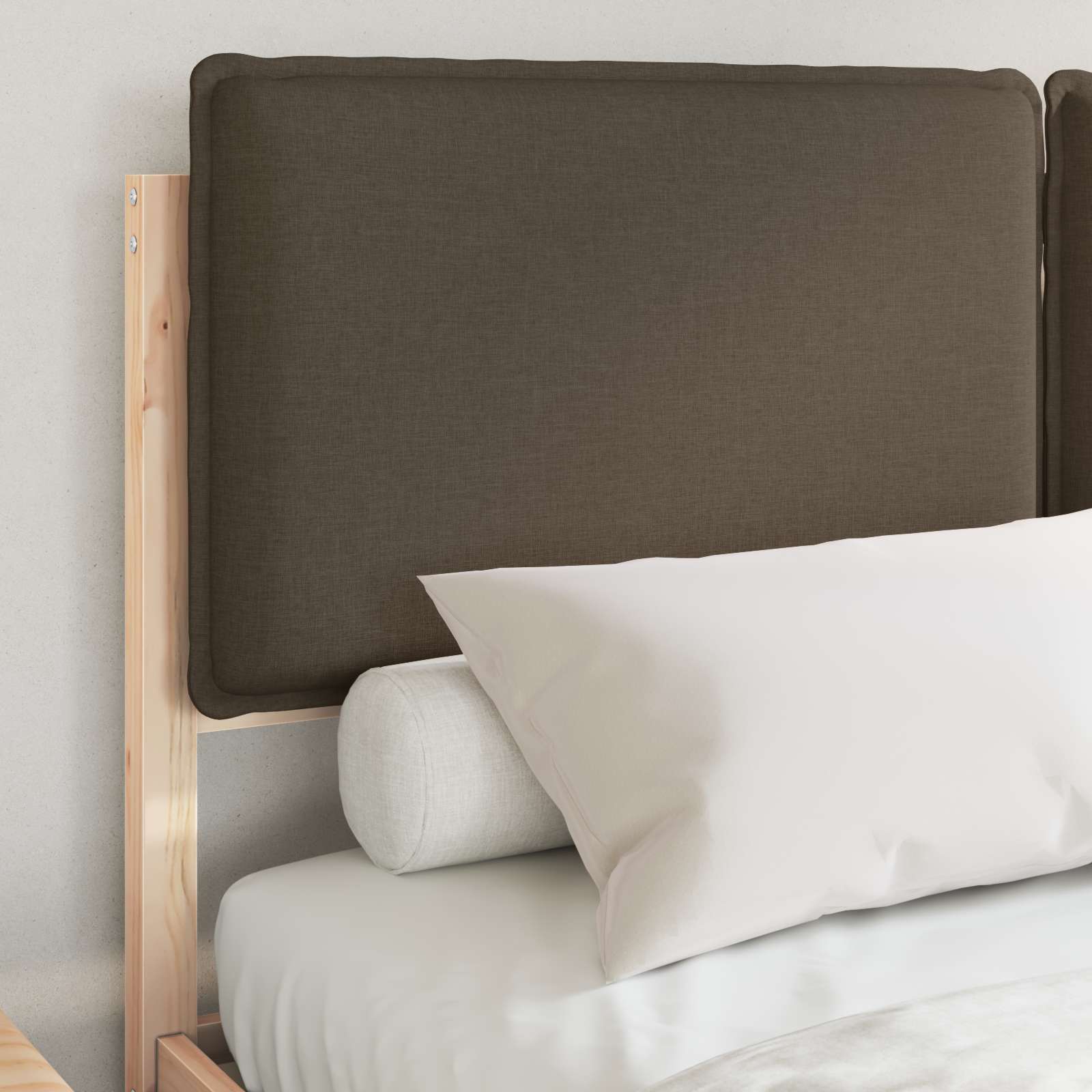 Σκελετός Κρεβατιού με Επενδεδυμένο Κεφαλάρι Taupe 140 x 190 cm