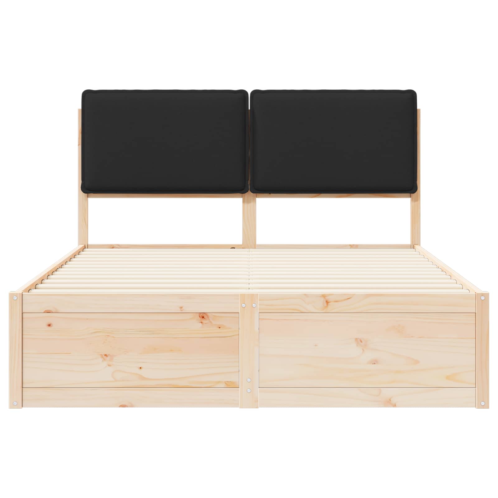 Σκελετός Κρεβατιού με Επενδεδυμένο Κεφαλάρι Μαύρο 135 x 190 cm