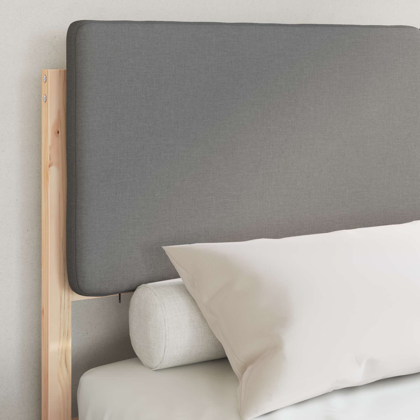 Σκελετός Κρεβατιού με Επενδεδυμένο Κεφαλάρι Ανοιχτό γκρι