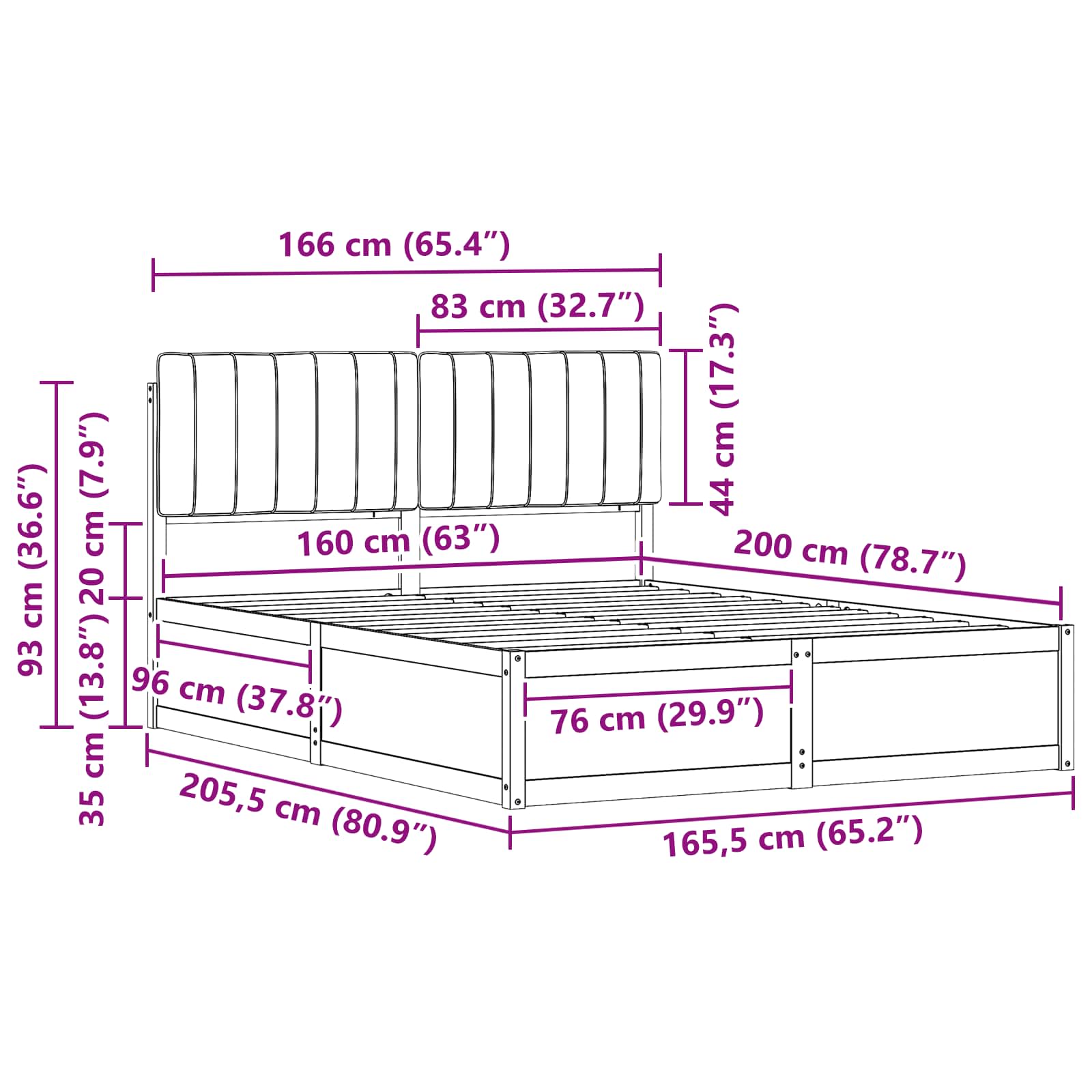 Σκελετός Κρεβατιού με Επενδεδυμένο Κεφαλάρι Ανοιχτό γκρι