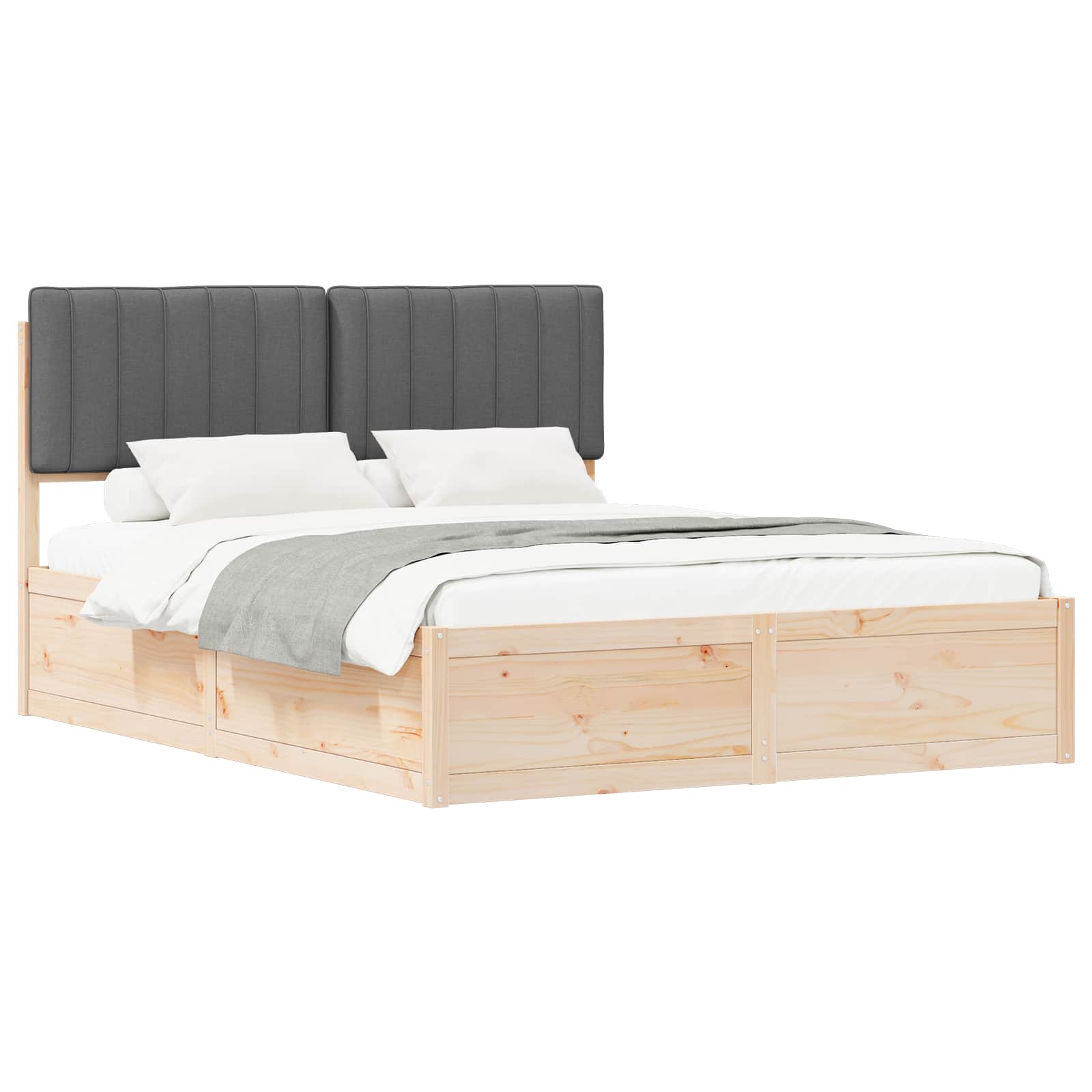 Σκελετός Κρεβατιού με Επενδεδυμένο Κεφαλάρι Σκούρο Γκρι