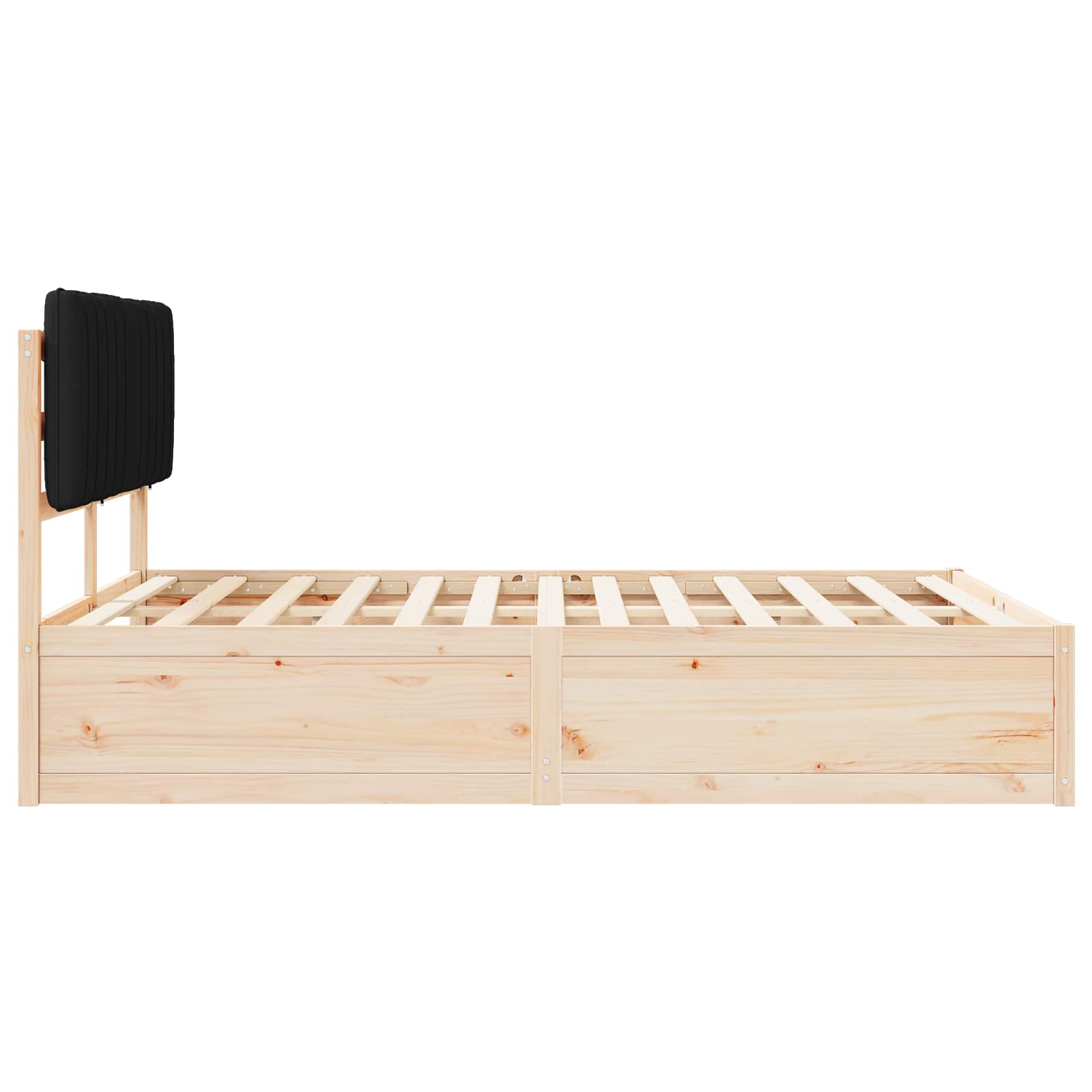 Σκελετός Κρεβατιού με Επενδεδυμένο Κεφαλάρι Μαύρο 135 x 190 cm