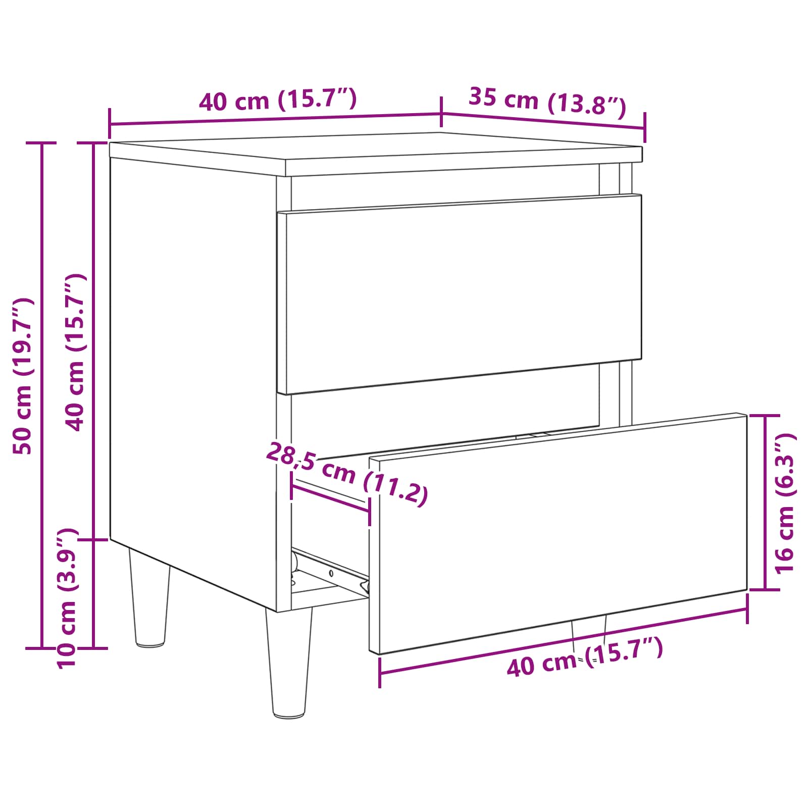 Κρεβάτια Ντουλάπες 2 pcs Artisan Oak 40 x 35 x 50 εκ. - Pakobazaar