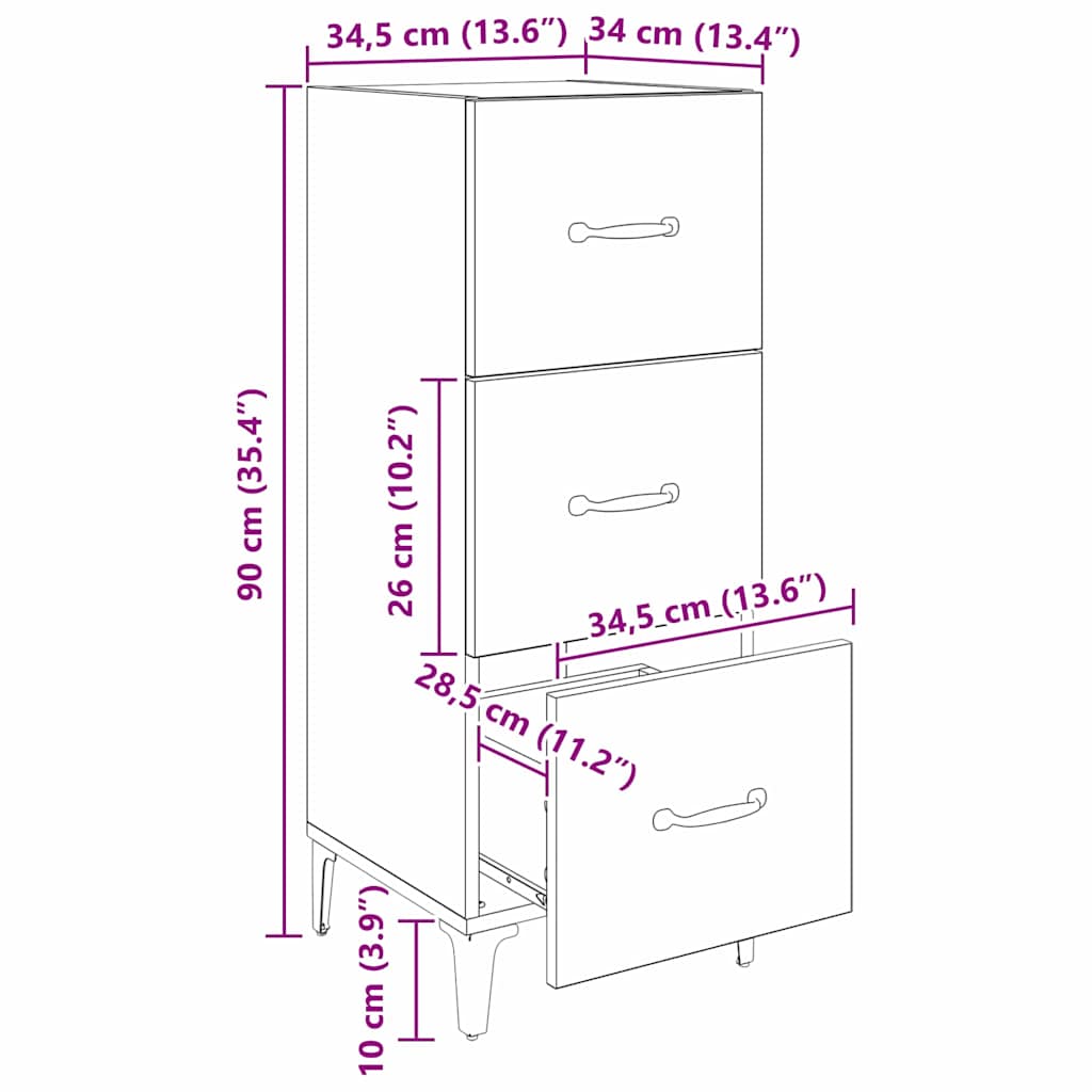 Πλαϊνό γραφείο με συρτάρι Artisan Oak 34,5 x 34 x 90 εκ. - Pakobazaar