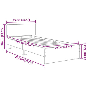 Σκελετός Κρεβατιού Παλιό Ξύλο 90 x 200 cm Επεξεργασμένο ξύλο - Pakobazaar