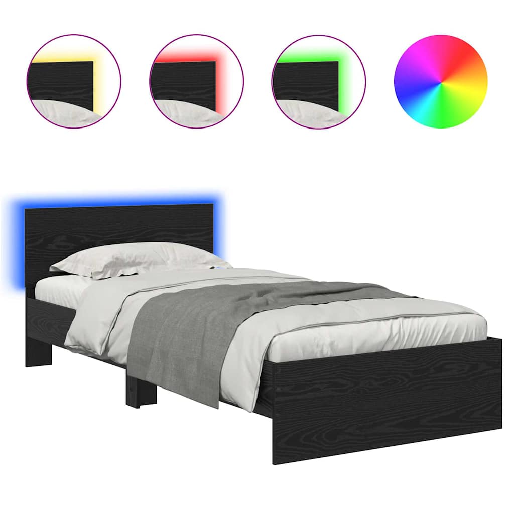 Σκελετός Κρεβατιού Μαύρη Οξυά 90 x 200 cm Επεξεργασμένο ξύλο - Pakobazaar