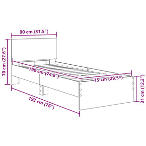 Σκελετός Κρεβατιού Artisan Oak 75 x 190 cm Επεξεργασμένο ξύλο - Pakobazaar