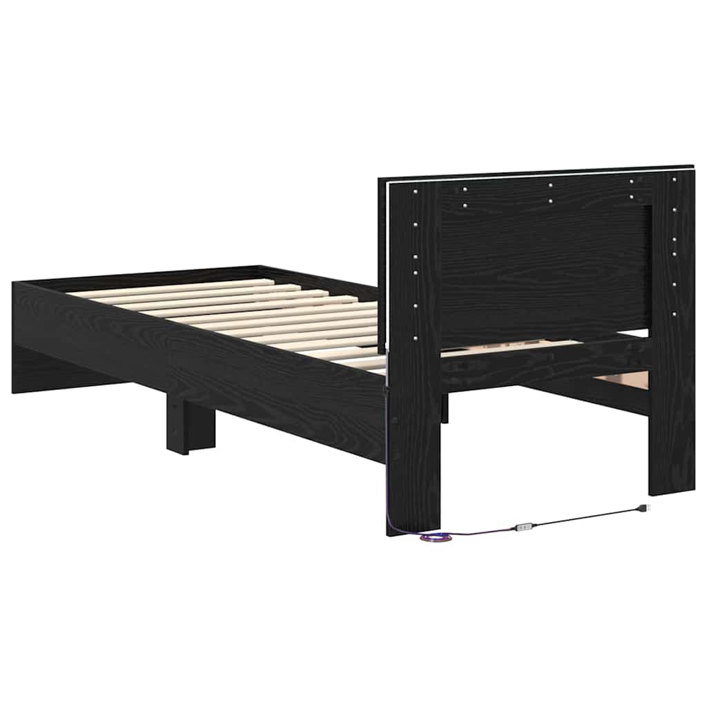 Σκελετός Κρεβατιού Μαύρη Οξυά 75 x 190 cm Επεξεργασμένο ξύλο - Pakobazaar