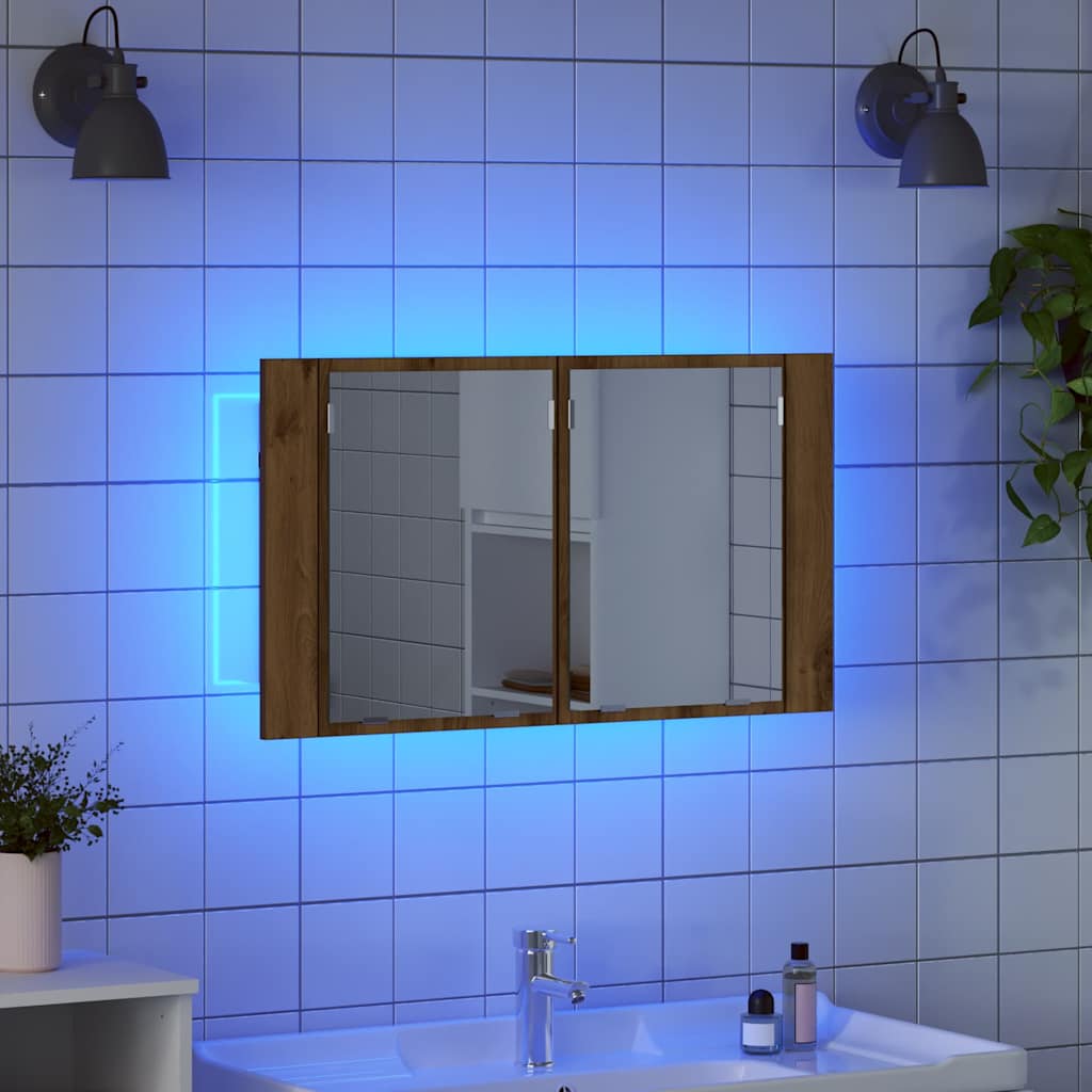 Καθρέφτης Ντουλάπα Μπάνιου με ράφι Artisan Oak 80 x 12 x 45 εκ - Pakobazaar