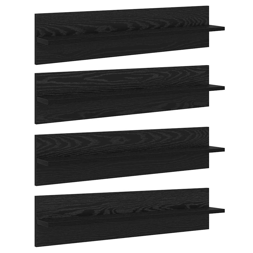 Ράφια Τοίχου με ράφι 4 pcs Μαύρη Οξυά 80 x 11,5 x 18 εκ