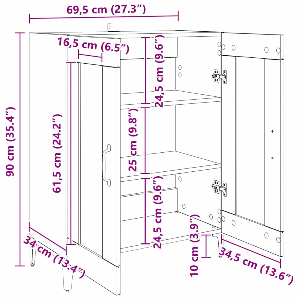 Πλαϊνό γραφείο Artisan Oak 69,5 x 34 x 90 εκ.