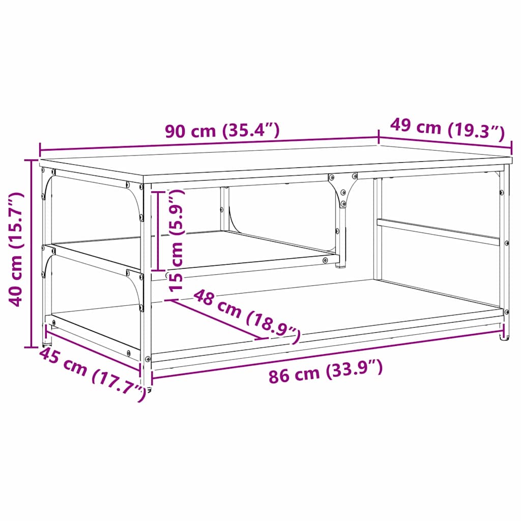 Τραπεζάκι σαλονιού Artisan Oak 90 x 49 x 40 εκ - Pakobazaar