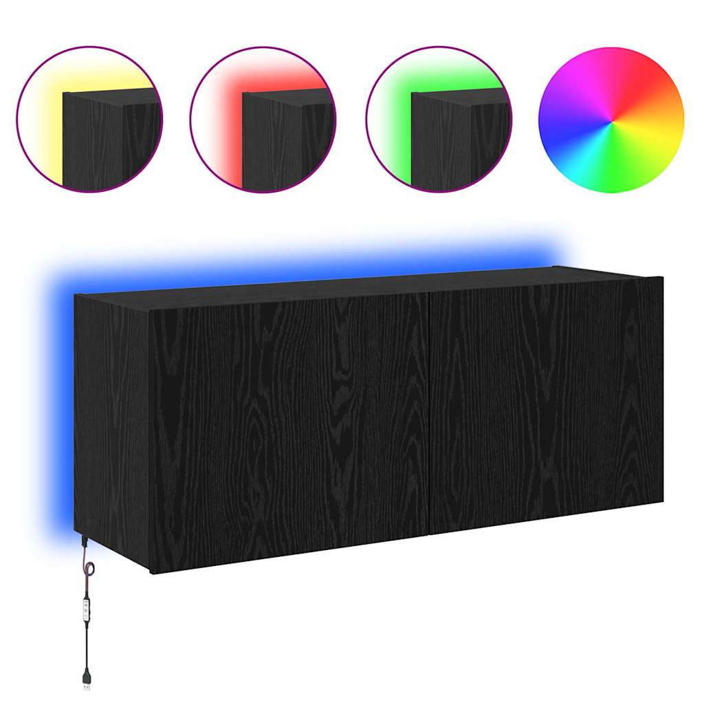 Ντουλάπι Τηλεόρασης Τοίχου Μαύρη Οξυά 100 x 35 x 41 cm - Pakobazaar