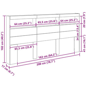 Κεφαλάρι Μαύρη Οξυά 200 x 17 x 102 cm Επεξεργασμένο ξύλο - Pakobazaar