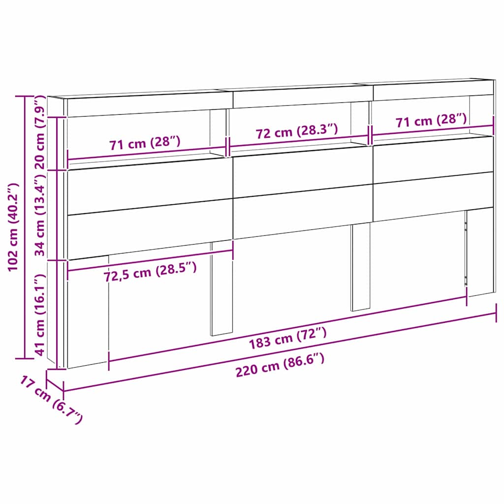Κεφαλάρι Artisan Oak 220 x 17 x 102 cm Επεξεργασμένο ξύλο - Pakobazaar