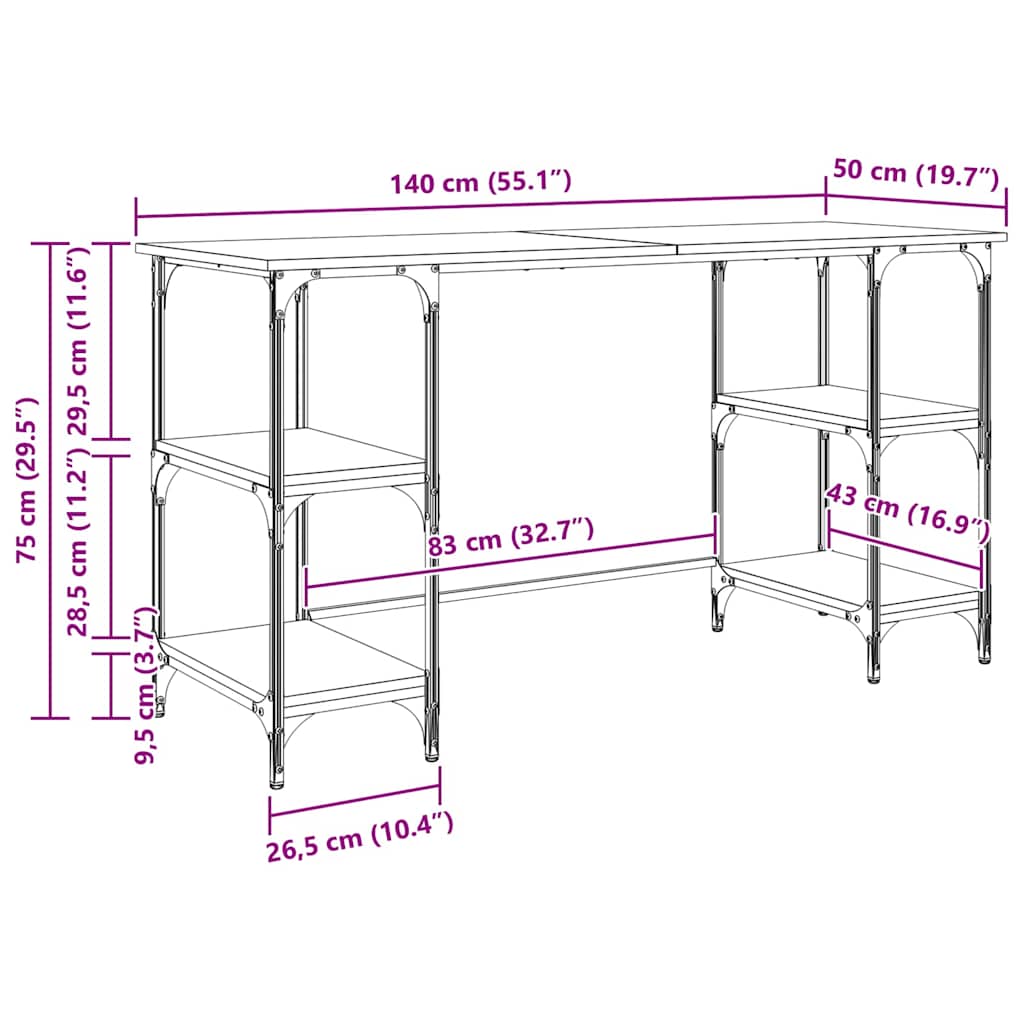 Γραφείο Artisan Oak 140 x 50 x 75 εκ. Επεξεργασμένο ξύλο - Pakobazaar