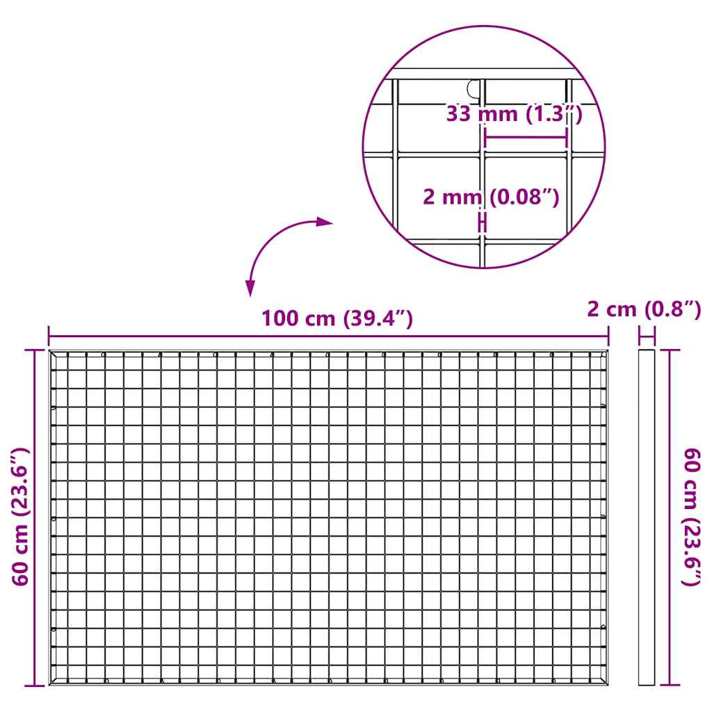 Σίτα Ασημί 30 x 30 x 2 εκ. Γαλβανισμένο Ατσάλι Ψυχρής Βύθισης
