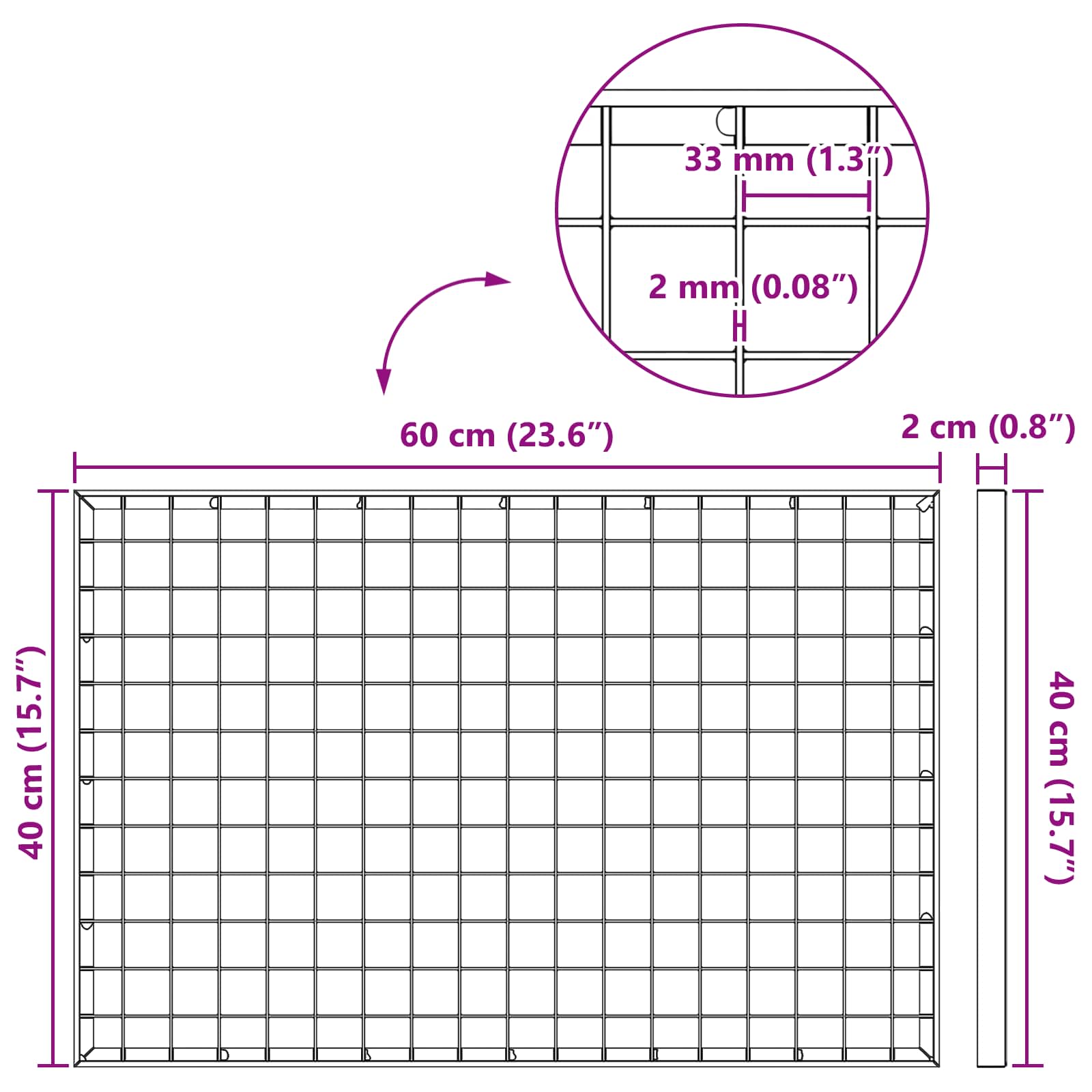 Σίτα Ασημί 60 x 40 x 2 cm Γαλβανισμένο Ατσάλι Ψυχρής Βύθισης
