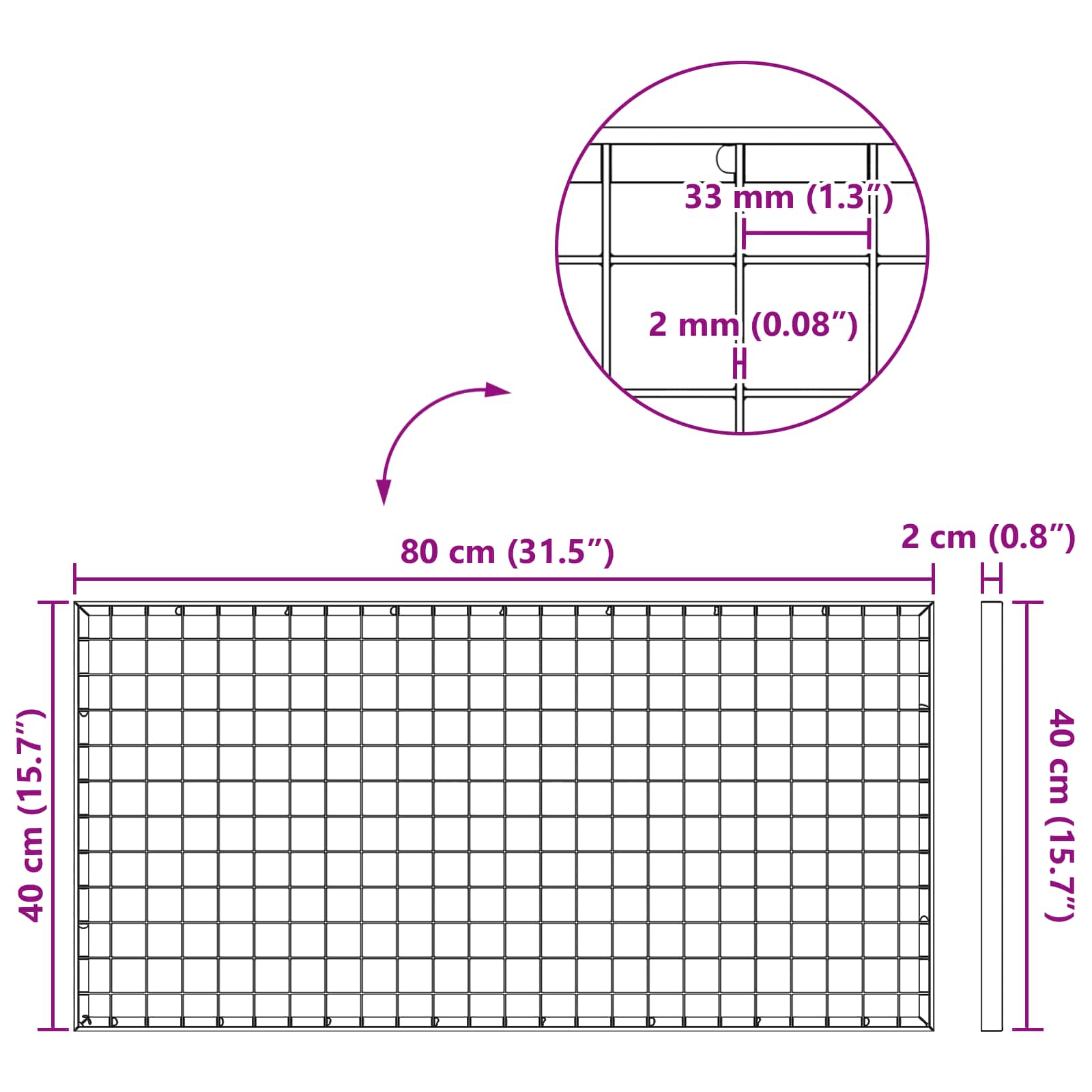 Σίτα Ασημί 80 x 40 x 2 cm Γαλβανισμένο Ατσάλι Ψυχρής Βύθισης