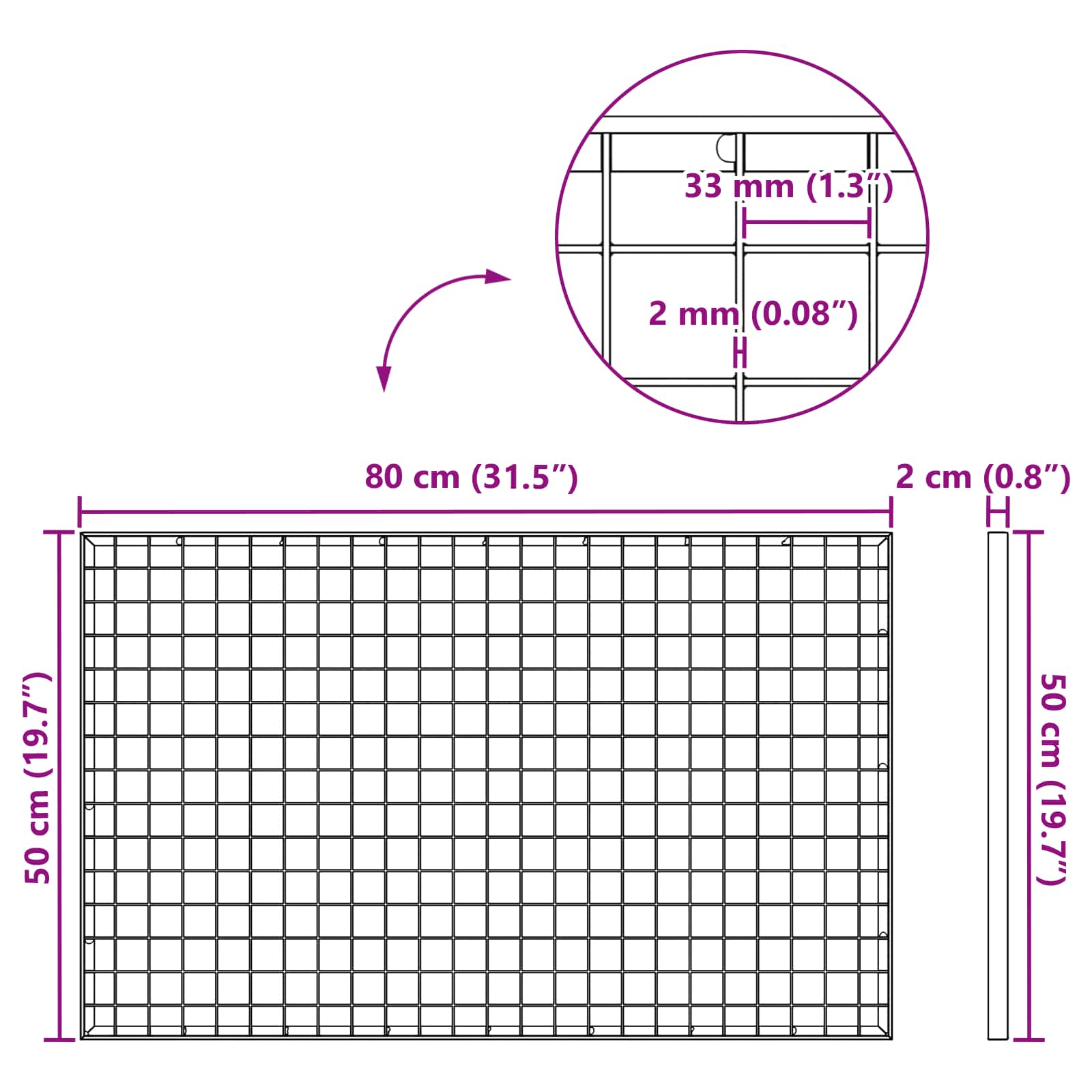 Σίτα Ασημί 80 x 50 x 2 cm Γαλβανισμένο Ατσάλι Ψυχρής Βύθισης - Pakobazaar