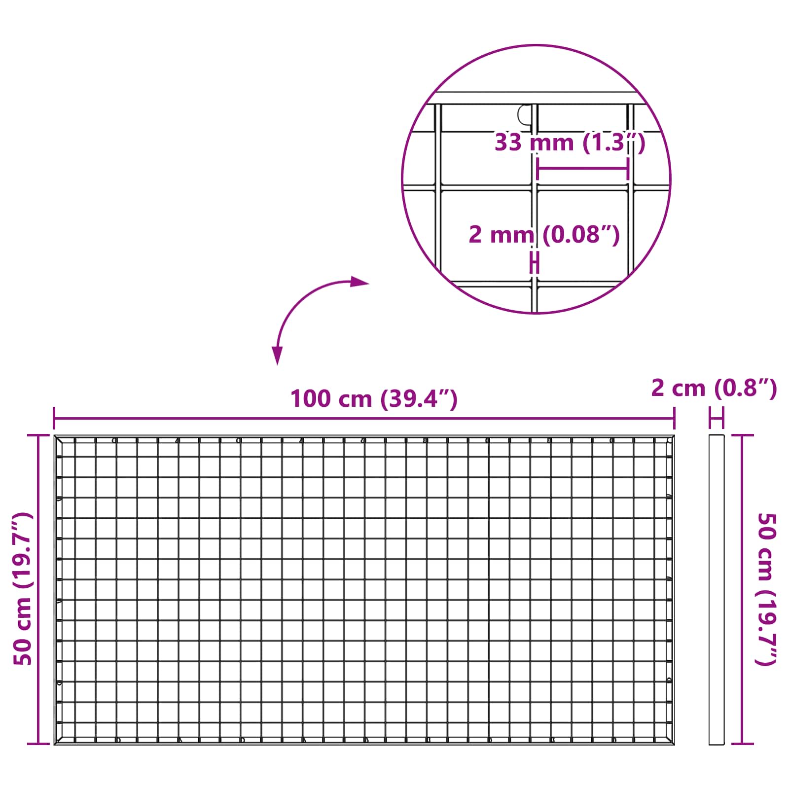 Σίτα Ασημί 100 x 50 x 2 cm Γαλβανισμένο Ατσάλι Ψυχρής Βύθισης