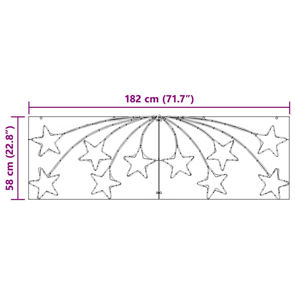 Χριστουγεννιάτικο Αστέρι με 432 LED Πολύχρωμο 182 x 58 εκ. PVC - Pakobazaar