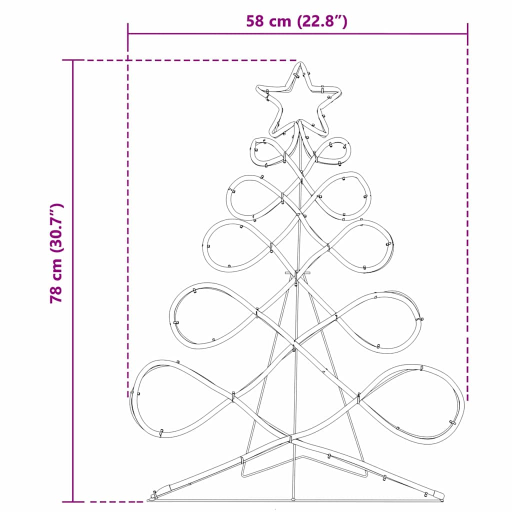 Φως σχήματος χριστουγεννιάτικου δέντρου Πολύχρωμο 78 x 58 εκ - Pakobazaar