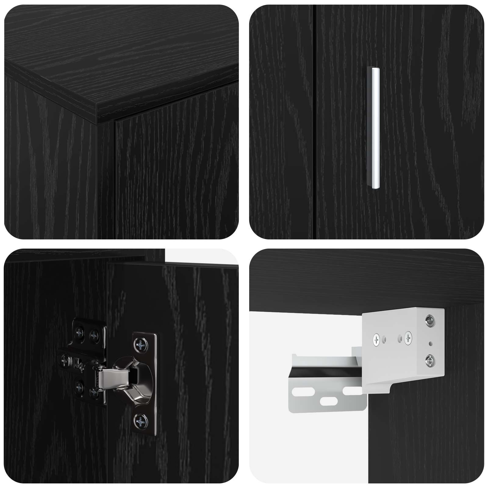 Σετ επίπλου τηλεόρασης 4 pcs Μαύρη Οξυά Επεξεργασμένο ξύλο - Pakobazaar