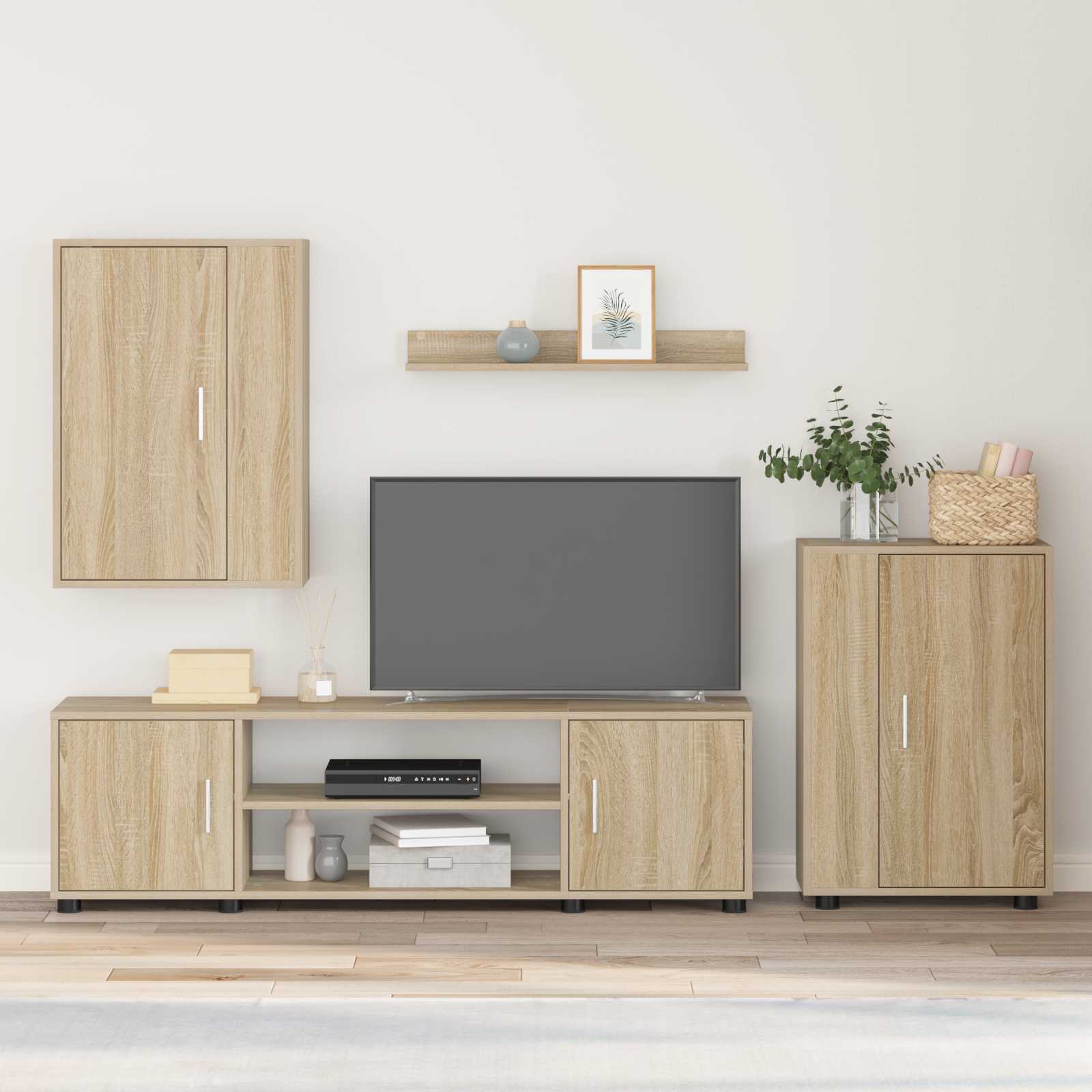 Σετ επίπλου τηλεόρασης 4 pcs Δρύς Sonoma Επεξεργασμένο ξύλο - Pakobazaar