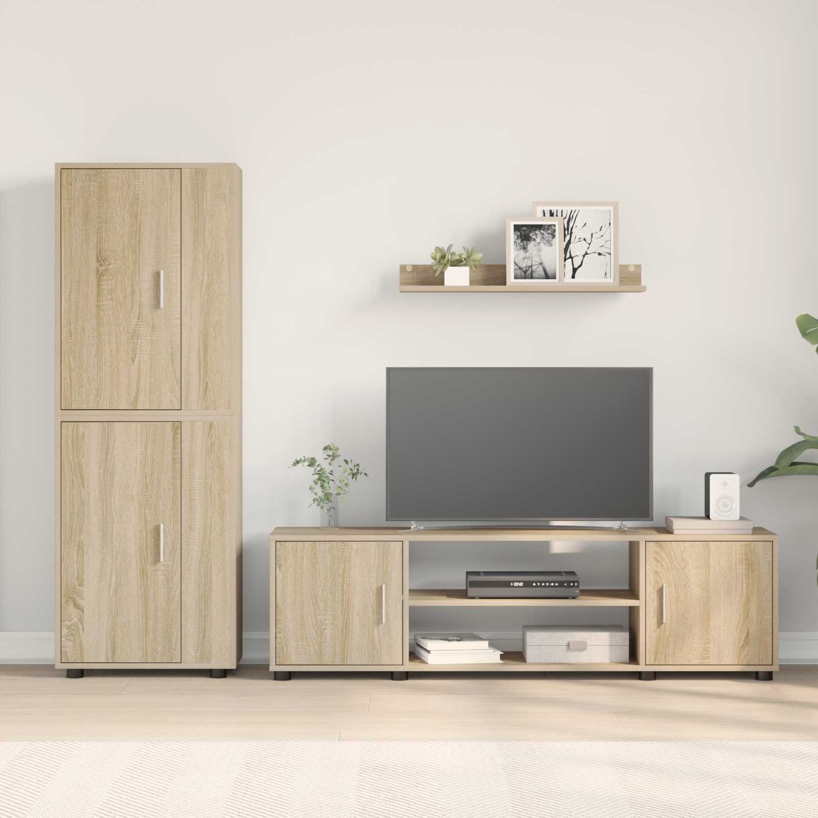 Σετ επίπλου τηλεόρασης 4 pcs Δρύς Sonoma Επεξεργασμένο ξύλο - Pakobazaar