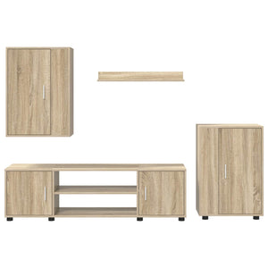 Σετ επίπλου τηλεόρασης 4 pcs Δρύς Sonoma Επεξεργασμένο ξύλο - Pakobazaar