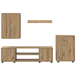 Σετ επίπλου τηλεόρασης 4 pcs Artisan Oak Επεξεργασμένο ξύλο - Pakobazaar