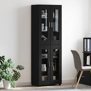 Highboard FLORIN 60 x 35 x 182 εκ. Μαύρο Επεξεργασμένο Ξύλο