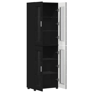 Highboard FLORIN 60 x 35 x 182 εκ. Μαύρο Επεξεργασμένο Ξύλο