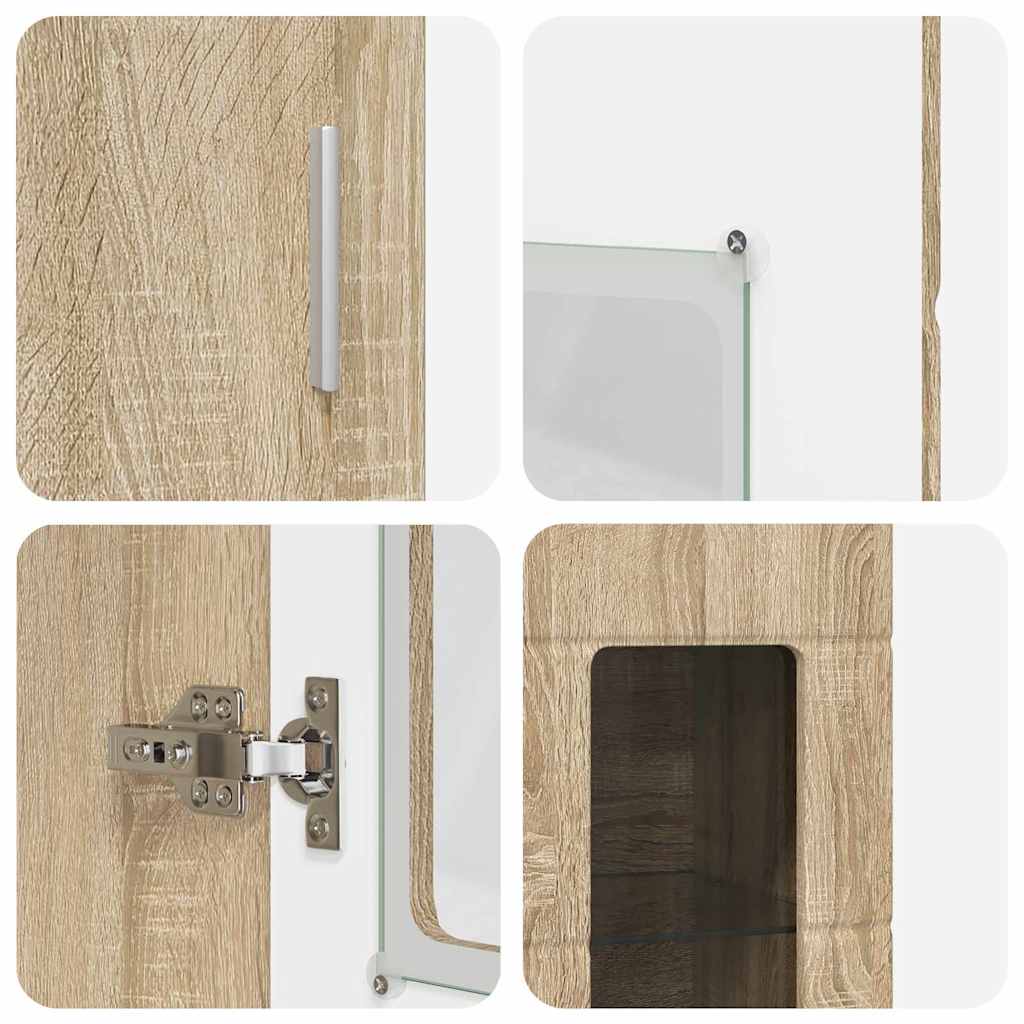 Highboard με ράφι με πόρτα FLORIN Δρύς Sonoma 60 x 35 x 182 εκ.