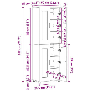 Highboard FLORIN 60 x 35 x 182 εκ. Δρύς Sonoma