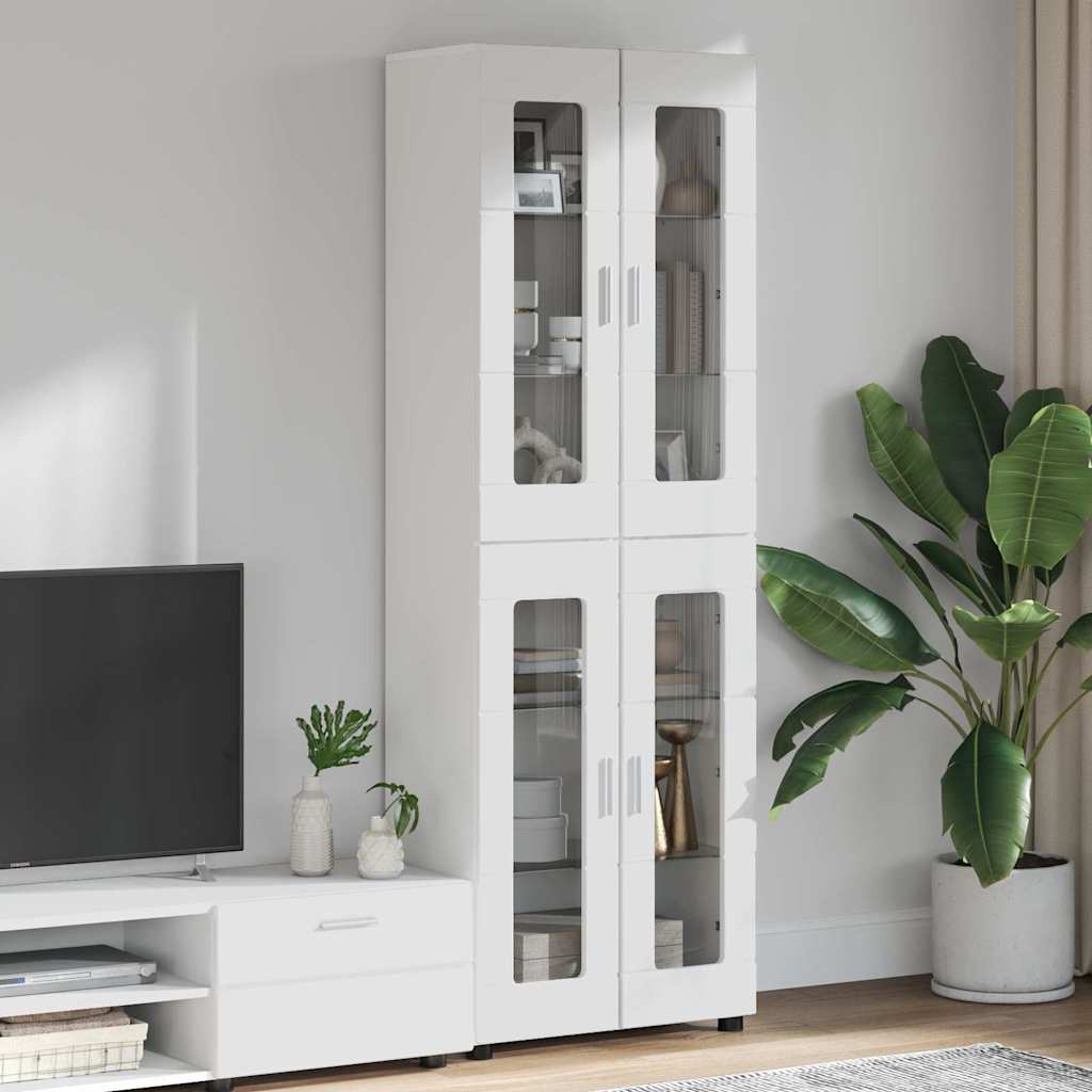 Highboard FLORIN Υψηλής γυαλάδας λευκό 60 x 35 x 182 εκ.