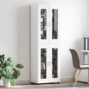 Highboard FLORIN 60 x 35 x 182 εκ. Υψηλής γυαλάδας λευκό