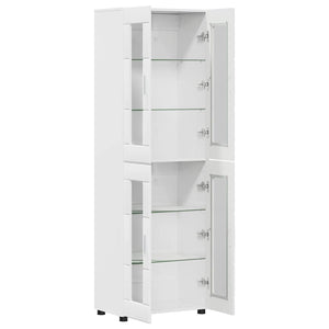 Highboard FLORIN 60 x 35 x 182 εκ. Υψηλής γυαλάδας λευκό