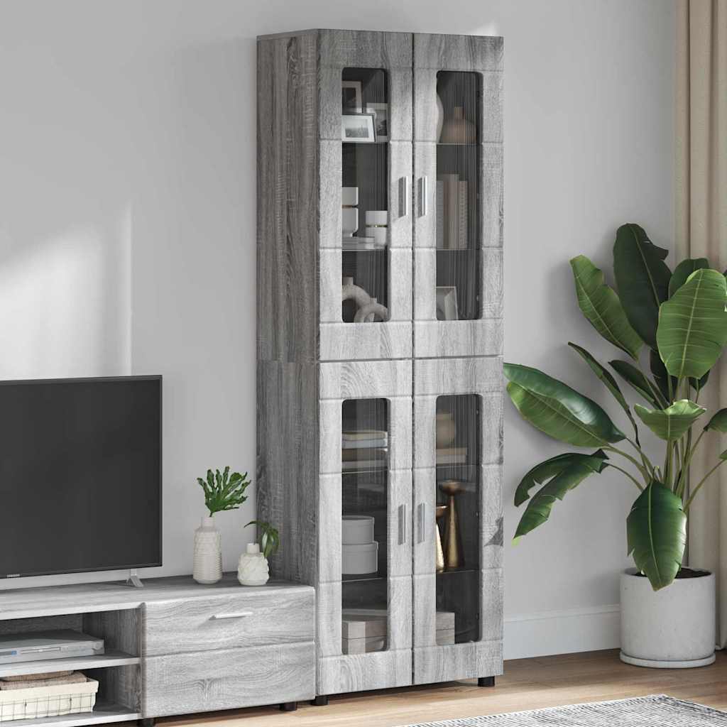 Highboard με ράφι FLORIN Γκρίζο Σονομα 60 x 35 x 182 εκ.