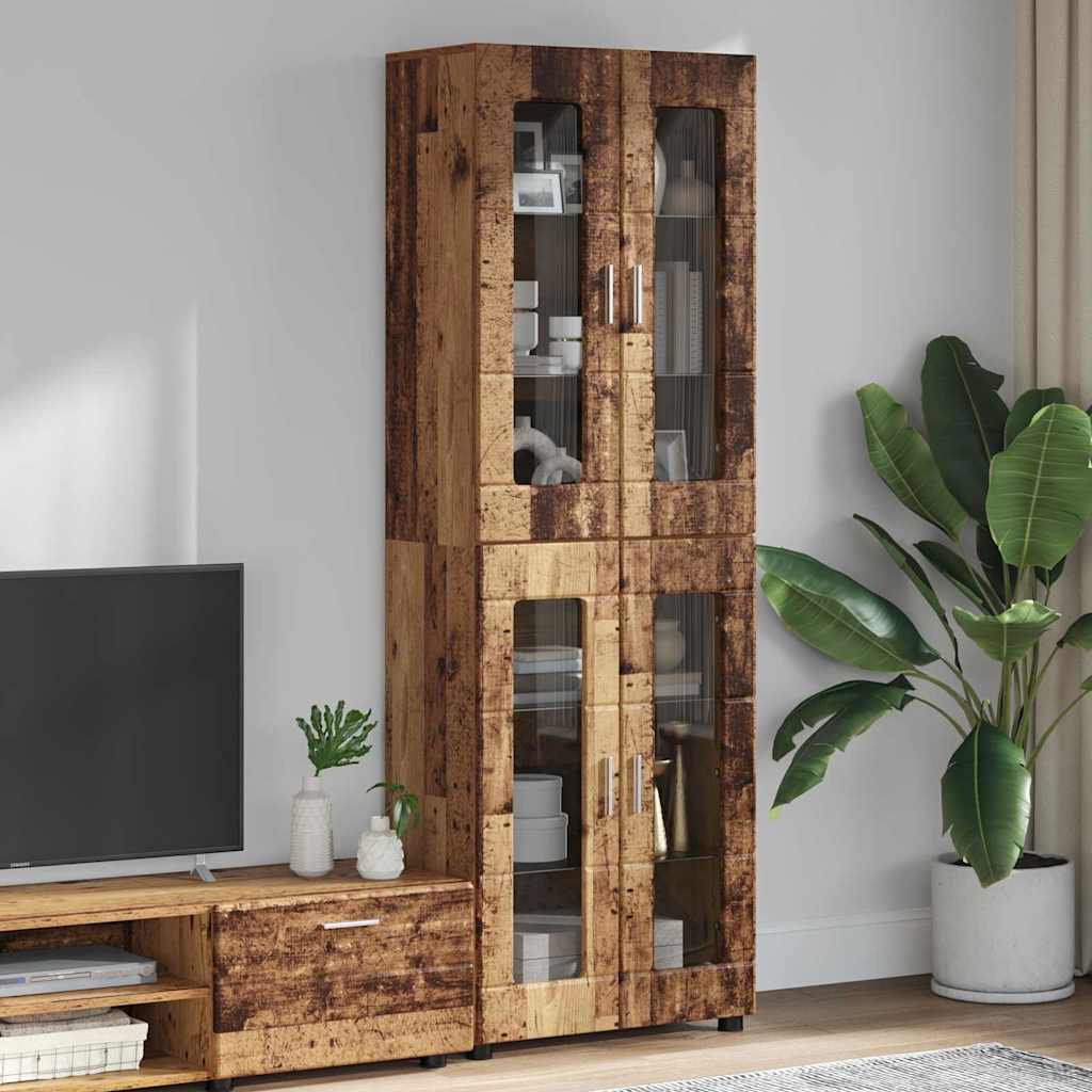 Highboard με ράφι με πόρτα FLORIN Παλιό ξύλο 60 x 35 x 182 εκ.
