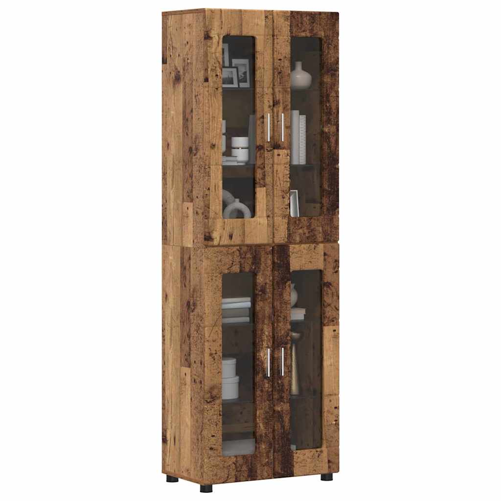 Highboard με ράφι με πόρτα FLORIN Παλιό ξύλο 60 x 35 x 182 εκ.